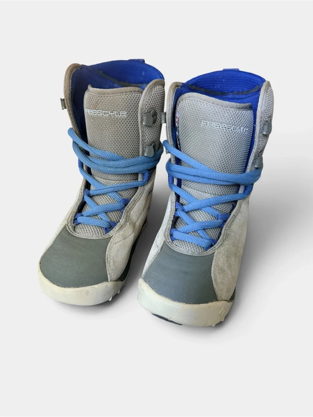 Burton Freestyle Youth Snowboard Boots Size 4 US Gray Blue Winter Snowboarding
